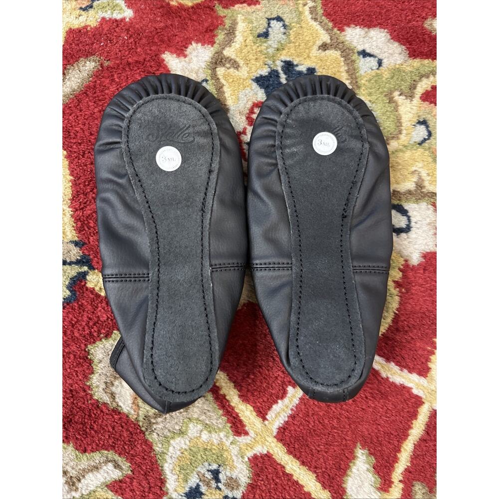 NEW Stelle Girls Ballet Shoes Soft Leather Black Size 3 ML Big Kid Stella - Picture 3 of 7